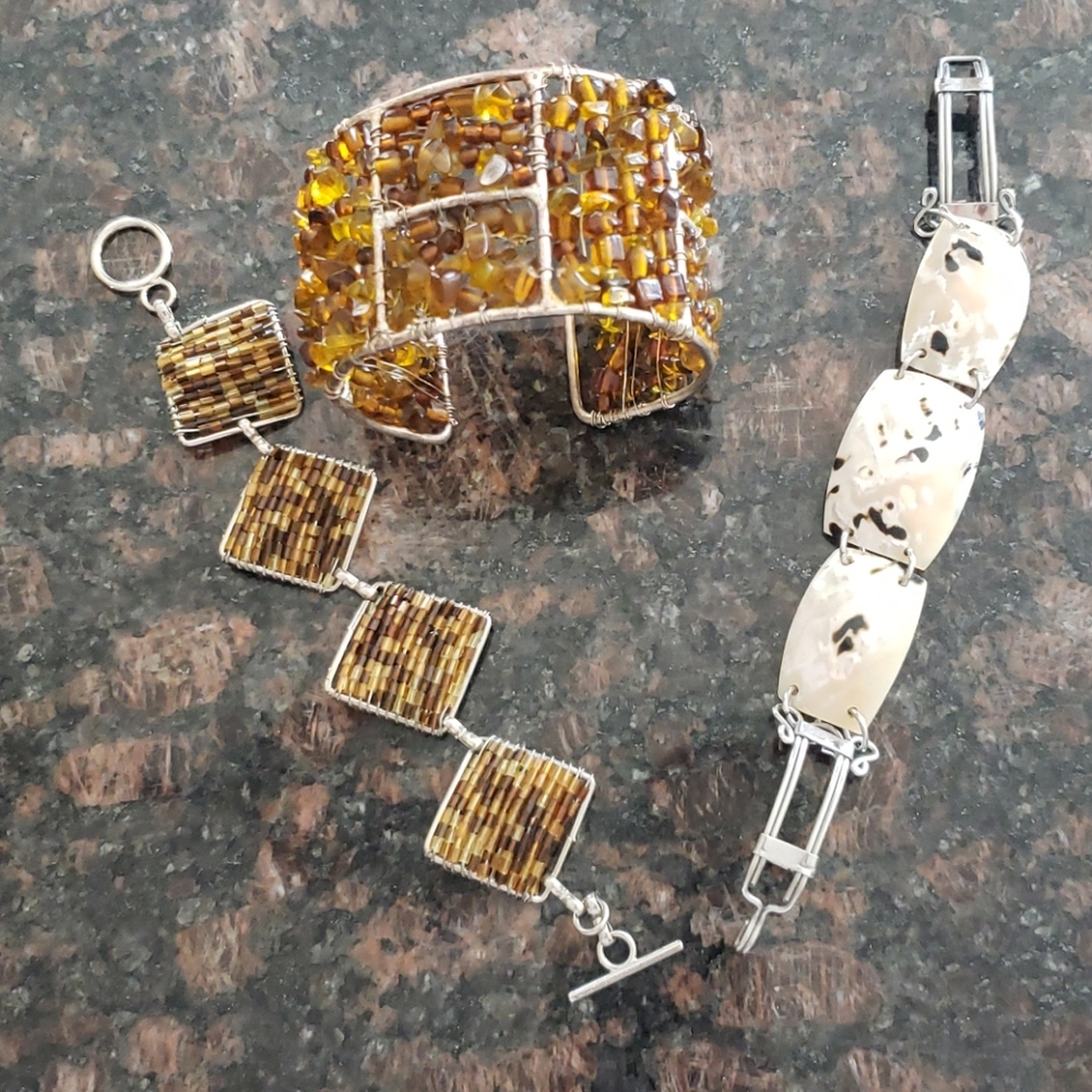 3bead and shell bracelets